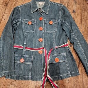 Denim Jacket with Red Accents